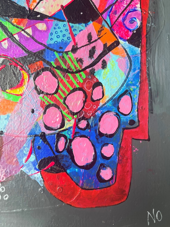 紙に描いたミックスメディアアート - 抽象画 - カラフルな壁 紙に描いたミックスメディアアート - 抽象画 - カラフルな壁