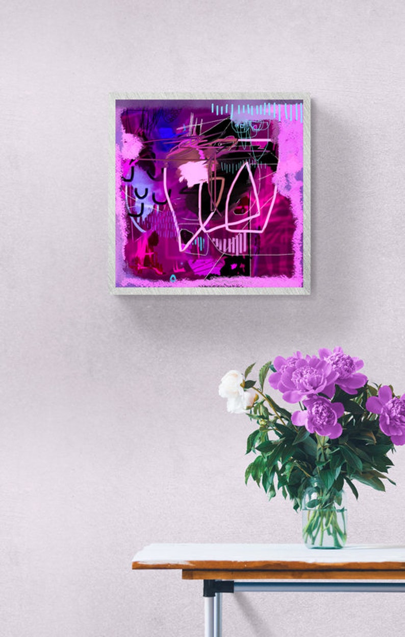 Fracture du néon | Art numérique abstrait magenta à télécharger image 3
