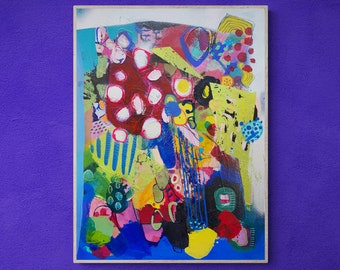 Arte de pared de técnica mixta en papel, Collage de técnica mixta, Arte abstracto único, Arte de pared moderno