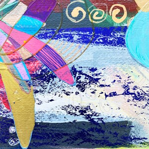 Färgglad väggkonst på papper, blandteknikcollage, abstrakt landskapsmålning, expressionistiskt konstverk bild 6