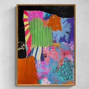 Mixed Media Art on Paper, Abstract Painting, Colorful Wall Art, Original Intuitive Art
