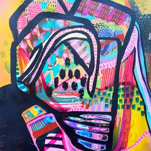 Original färgglad abstrakt målning, unik väggkonst, blandteknik, abstrakt expressionistisk målning, klotterkonst bild 2