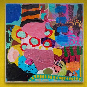 Abstract Painting on Small Canvas, Original Art, Abstract Art, Mixed Media, Colourful Artwork, 10+ Layers Painting