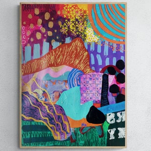 Leave me be - Original Intuitive Mixed Media Abstraktes Kunstwerk, Bunte Abstrakte Malerei, Kleine Abstrakte Kunst