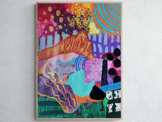 Leave me be - Original Intuitive Mixed Media Abstract Artwork, Colorful Abstract Painting , Small Abstract Art