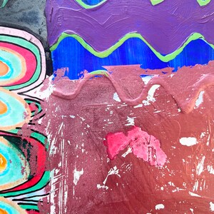 Originalmålning, Blandteknikkollage, Abstrakt expressionistisk målning, Modern väggkonst, Konstdagbok, Färgglad målning bild 6