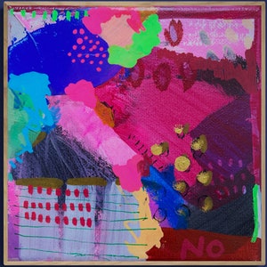 Abstract Painting on Small Canvas, Original Art, Abstract Art, Mixed Media, Colourful Artwork, Vineyard Abstraction
