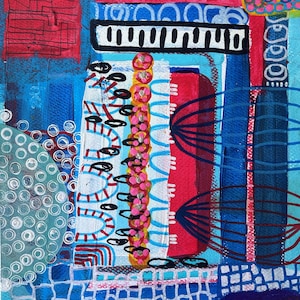 Mixed Media Wall Art on Paper - Art Journal Page - Original Painting