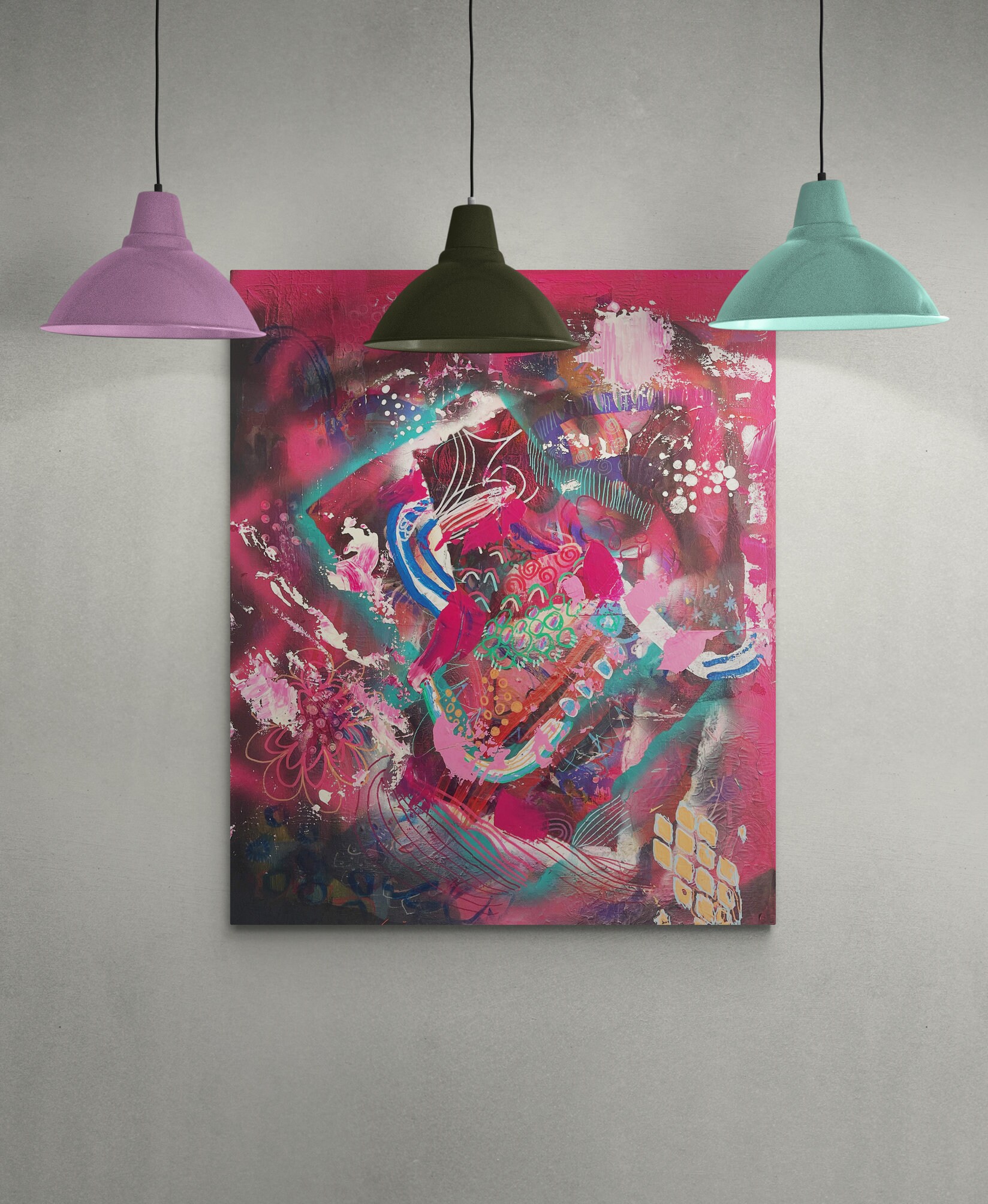 Mixed Media Abstract Wall Art on Canvas Abstract Painting Etsy