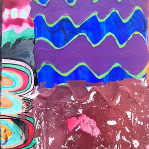 Originalmålning, Blandteknikkollage, Abstrakt expressionistisk målning, Modern väggkonst, Konstdagbok, Färgglad målning bild 5