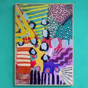 Colorful Abstract Wall Art, Mixed Media Collage, Art Journal, Paper Collage, Modern Painting, Small Art, Beach Abstract, Painting on Paper