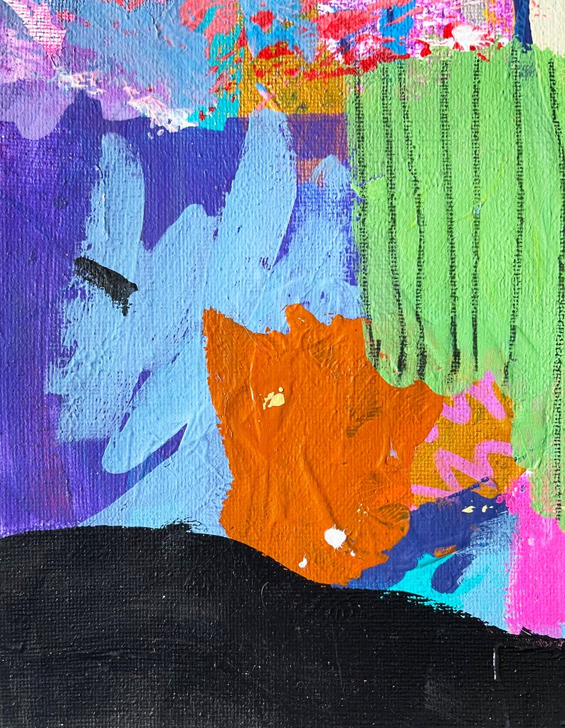 Mixed Media Art on Paper, Abstract Painting, Colorful Wall Art, Original Intuitive Art image 2