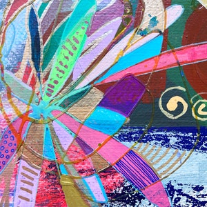Färgglad väggkonst på papper, blandteknikcollage, abstrakt landskapsmålning, expressionistiskt konstverk bild 3