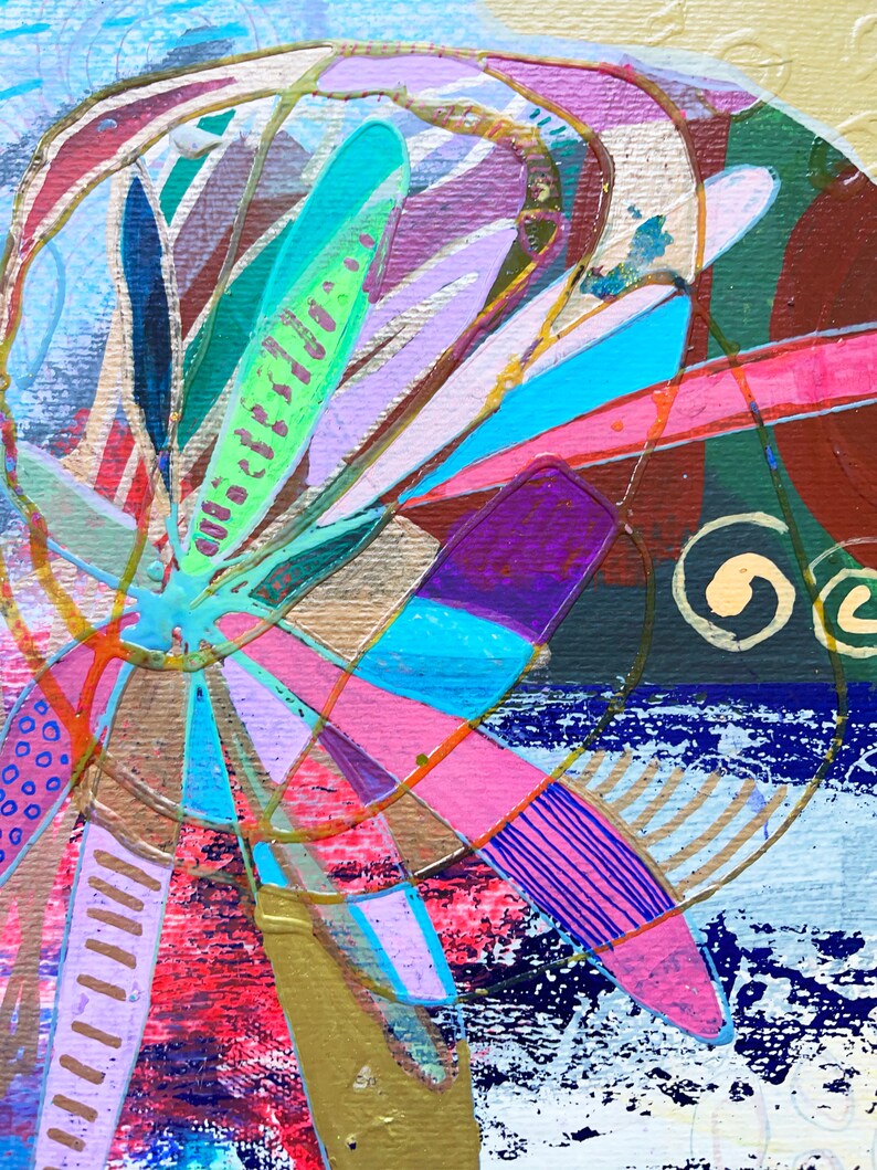 Färgglad väggkonst på papper, blandteknikcollage, abstrakt landskapsmålning, expressionistiskt konstverk bild 3