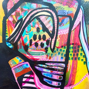 Original färgglad abstrakt målning, unik väggkonst, blandteknik, abstrakt expressionistisk målning, klotterkonst bild 3