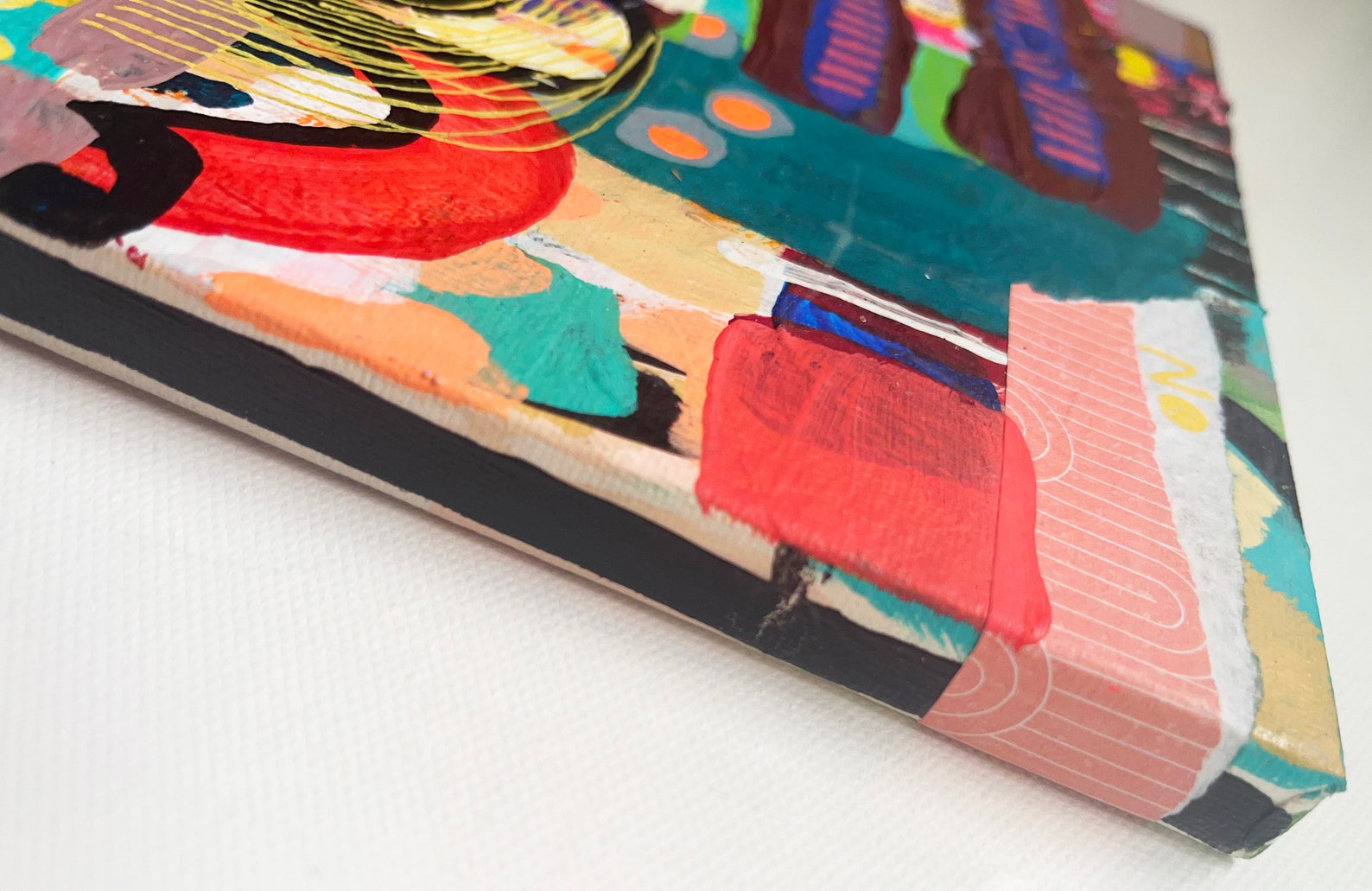 Mixed Media Collage, Original Colorful Abstract Wall Art on Flea Market ...