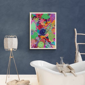 Digital nedladdning Ljus botanisk väggkonst, pastellfärgad konst, abstrakt blommigt tryck, moderna blommor bild 3