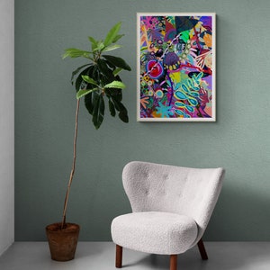 Digital Download Vibrant Botanical Wall Art, Colourful Art, Floral Abstract Print, Modern Flowers Layer Art image 3