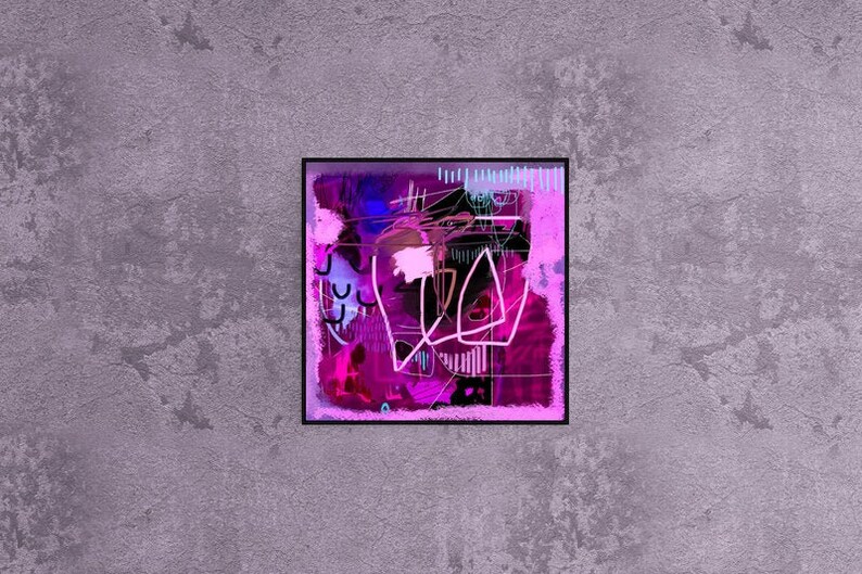 Fracture du néon | Art numérique abstrait magenta à télécharger image 2