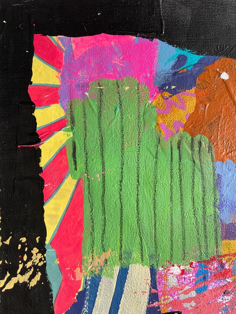 Mixed Media Art on Paper, Abstract Painting, Colorful Wall Art, Original Intuitive Art image 3
