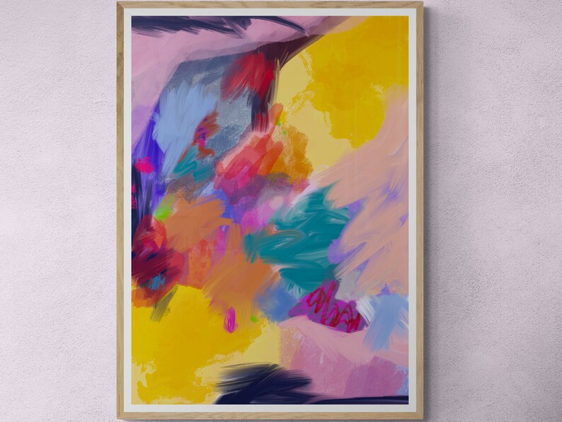 Opposite Hand Artwork, Colorful Abstract Quality Print, Affordable Downloadable Art, Contemporary Painting image 1