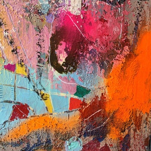Textured Wall Art, Colorful Abstract Wall Art, Contemporary Painting, Modern Wall Art, Original Painting on Canvas, Mixed Media Collage