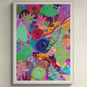 Digital nedladdning Ljus botanisk väggkonst, pastellfärgad konst, abstrakt blommigt tryck, moderna blommor bild 1