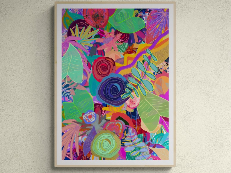Digital nedladdning Ljus botanisk väggkonst, pastellfärgad konst, abstrakt blommigt tryck, moderna blommor bild 1