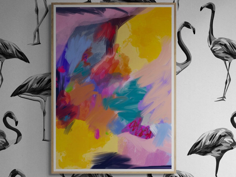 Opposite Hand Artwork, Colorful Abstract Quality Print, Affordable Downloadable Art, Contemporary Painting image 2