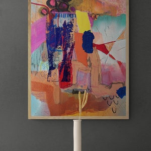 Mixed Media Collage Wall Art - Colorful Wall Art on Paper - Abstract Painting Original - Intuitive Painting - Affordable Art