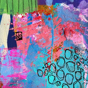 Mixed Media Art on Paper, Abstract Painting, Colorful Wall Art, Original Intuitive Art image 5
