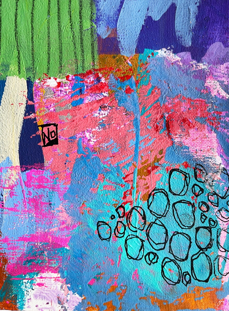 Mixed Media Art on Paper, Abstract Painting, Colorful Wall Art, Original Intuitive Art image 5