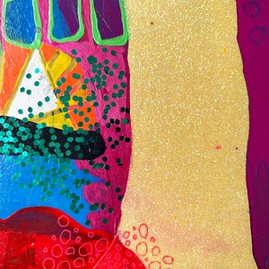 PDA, Mixed Media Wall Art on Upcycled Cardboard, Art Journal, Mixed Media Collage , Colorful Modern Painting, Abstract Expressionist Paintin image 3