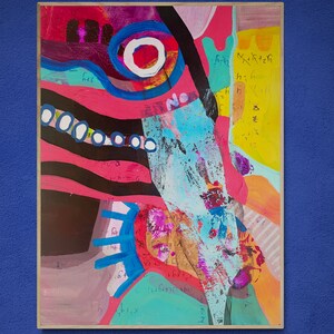 Pittura espressionista astratta originale, tecnica mista su carta, arte contemporanea, piccolo dipinto originale, arte eccentrica, arte unica nel suo genere