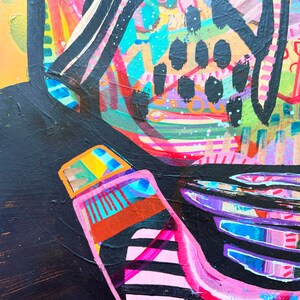 Original färgglad abstrakt målning, unik väggkonst, blandteknik, abstrakt expressionistisk målning, klotterkonst bild 4