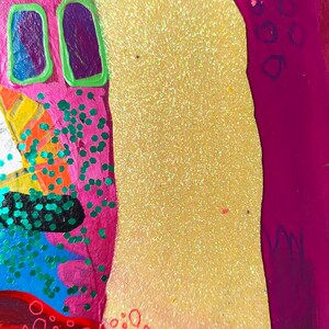 PDA, Mixed Media Wall Art on Upcycled Cardboard, Art Journal, Mixed Media Collage , Colorful Modern Painting, Abstract Expressionist Paintin image 5