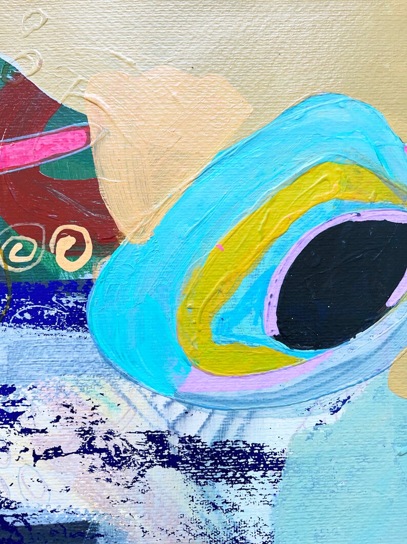 Färgglad väggkonst på papper, blandteknikcollage, abstrakt landskapsmålning, expressionistiskt konstverk bild 4