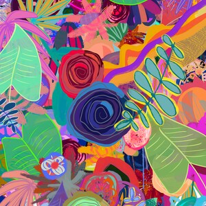 Digital nedladdning Ljus botanisk väggkonst, pastellfärgad konst, abstrakt blommigt tryck, moderna blommor bild 2