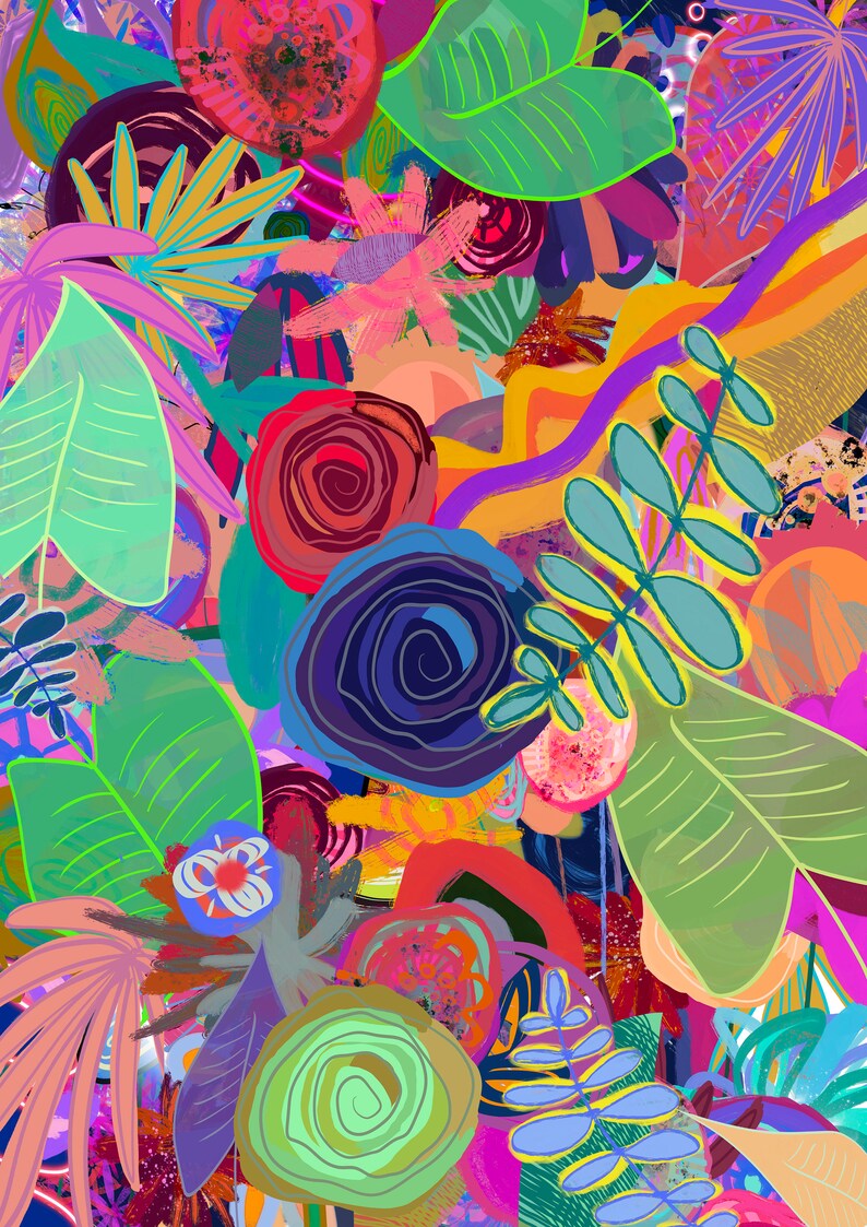 Digital nedladdning Ljus botanisk väggkonst, pastellfärgad konst, abstrakt blommigt tryck, moderna blommor bild 2