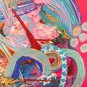 Textured Mixed Media Abstract Wall Art, Intuitive Art, Colorful Abstract Painting, Original Modern Art, Neon Pink Wall Art, Imaginary Amulet image 3