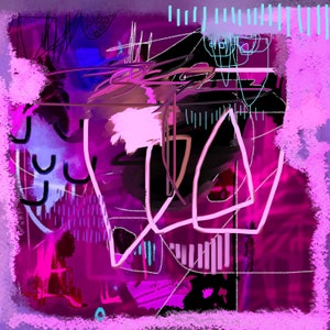 Fracture du néon | Art numérique abstrait magenta à télécharger image 1