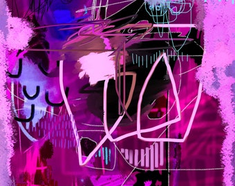 Neon Fracture | Abstract magenta digital art for download