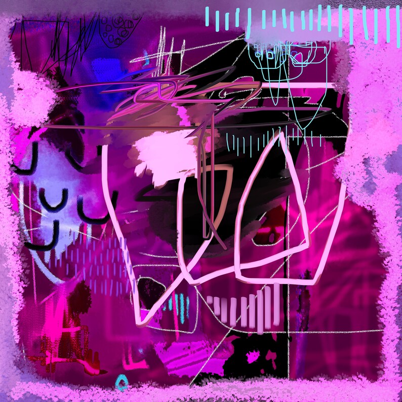 Fracture du néon | Art numérique abstrait magenta à télécharger image 1