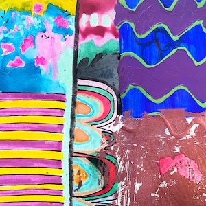 Originalmålning, Blandteknikkollage, Abstrakt expressionistisk målning, Modern väggkonst, Konstdagbok, Färgglad målning bild 4