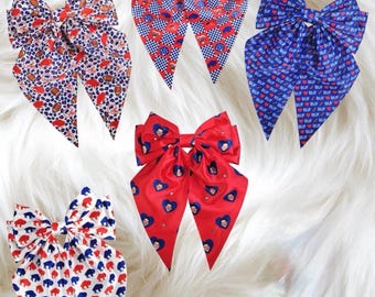 Buffalo Hair Bows.  ORIGINAL GEM bow. Barrette Clip. SIX different patterns