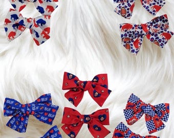 Buffalo Piggy Bow Sets.  Alligator Clip . SIX different patterns