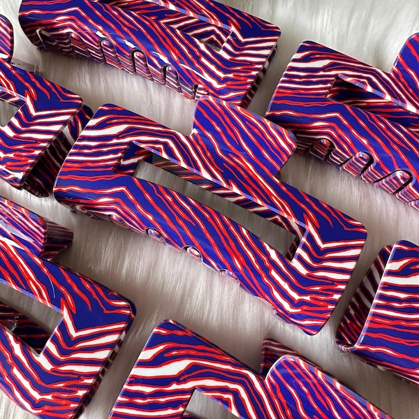 5 Inch Jumbo Buffalo Zebra Stripe Hair Claw Clip