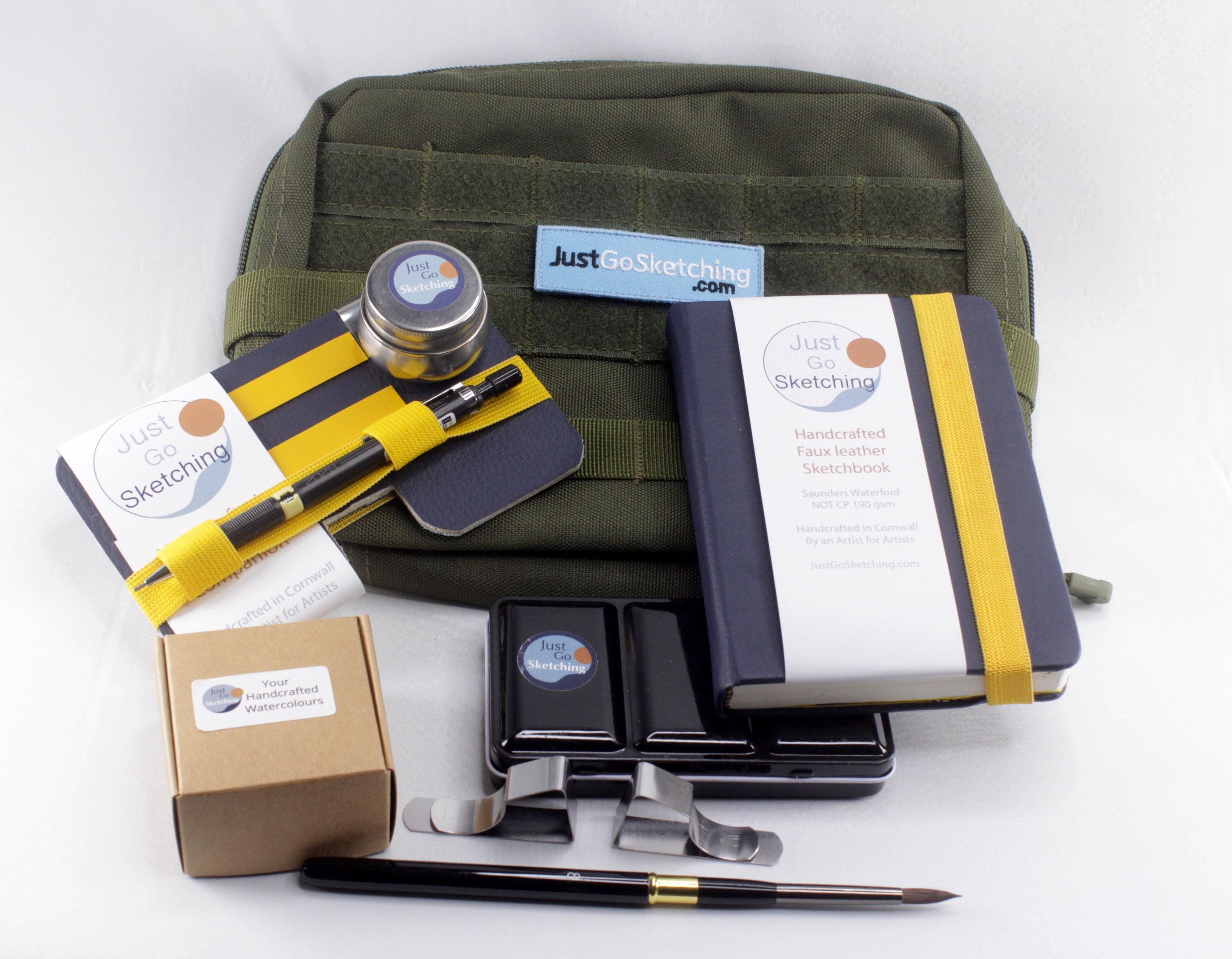 6x4ins (12 half pans) JustGoSketching Kit | Sketching companion| Handcrafted | optional case