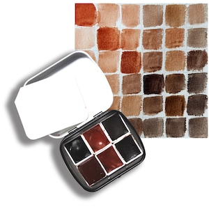 Set di terra / Mezze vaschette / Colori ad acquerello di qualità professionale / Scatola da viaggio opzionale