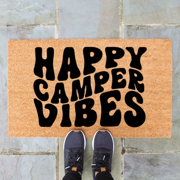 Happy camper vibes SVG Doormat SVG Camp Door mat Svg Summer Svg Welcome mat Svg Front door mat Svg Camping doormat Svg files Door mat Svg